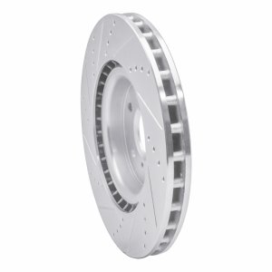 Infiniti G35 Brake Rotor (1) - Front Right - R1 Concepts - Drilled & Slotted - Silver - `03-`08